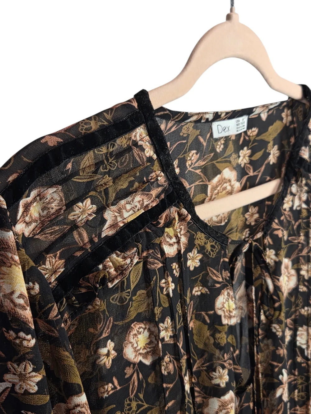Dex Sheer Floral Long-Sleeve Dress - Picture 7 of 7